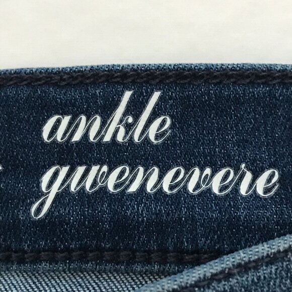 7 for all Mankind Ankle Gwenevere Jeans Women 32 Blue Mid Rise Raw Hem Stretch - Picture 5 of 14